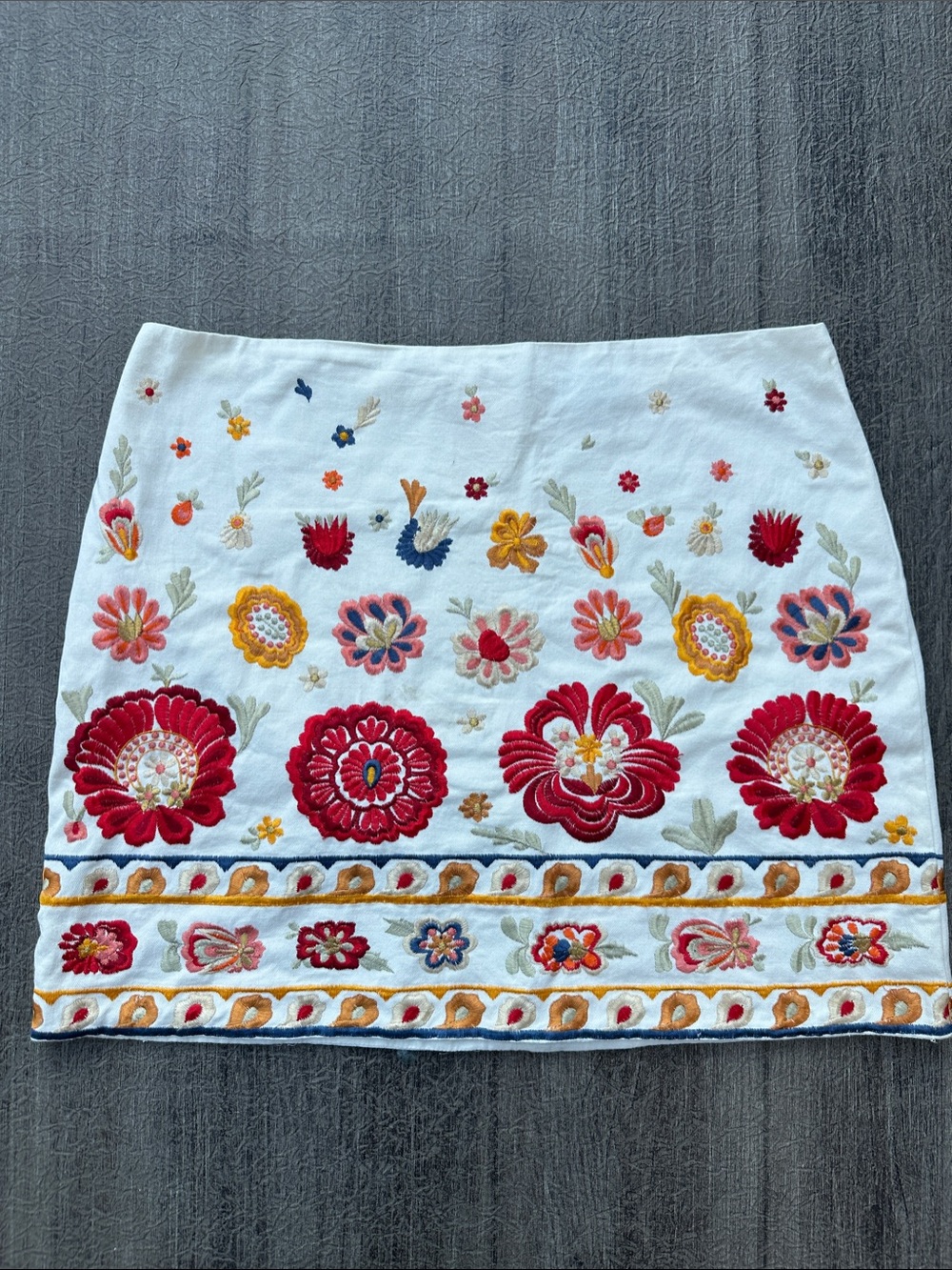 cotton embroidered floral skirt